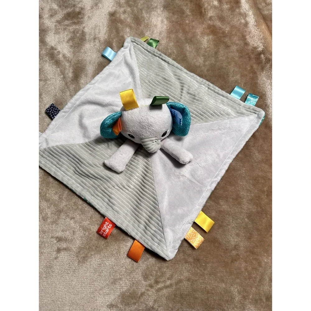 Bright Starts Lovey Security Blanket Elephant Taggies